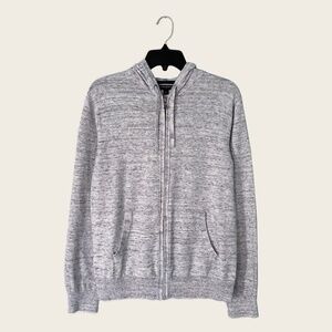 Banana Republic Gray Heather Lightweight Cotton Full Zip Hoodie Jacket